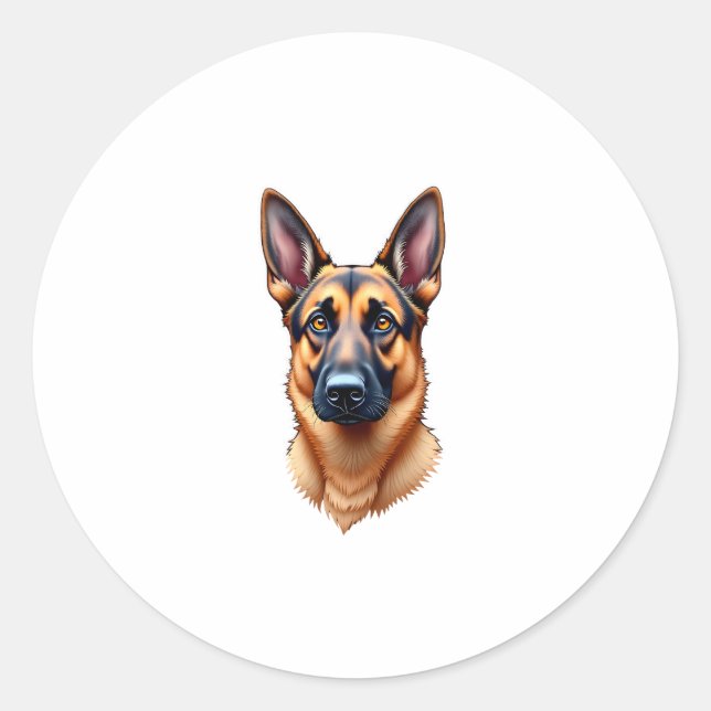 German Shepherd Cute Puppy Dog (3) Classic Round Sticker (Front)