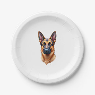 German Shepherd Cute Puppy Dog (3) Paper Plate