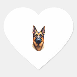 German Shepherd Cute Puppy Dog (4) Heart Sticker