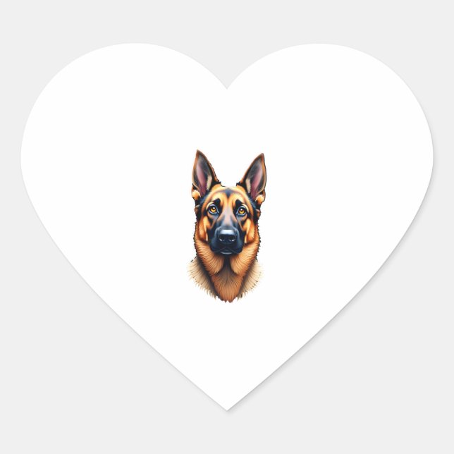 German Shepherd Cute Puppy Dog (4) Heart Sticker (Front)