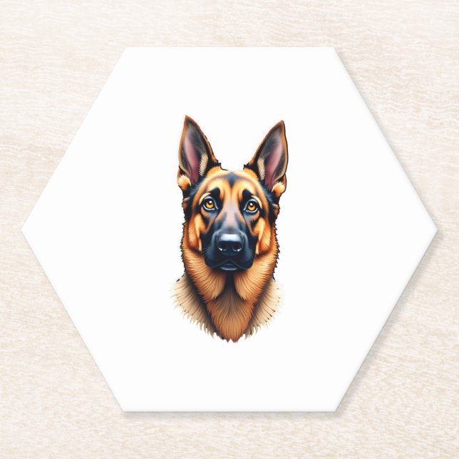 German Shepherd Cute Puppy Dog (4) Paper Coaster (Front)