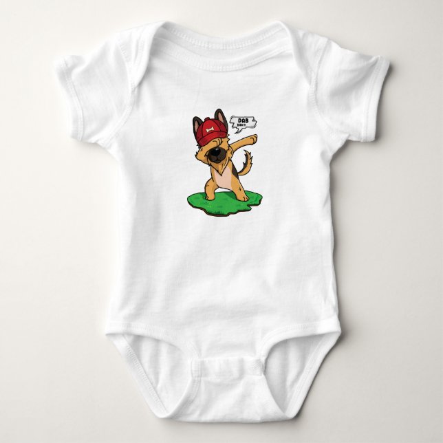 German Shepherd Dabbing Baby Bodysuit (Front)