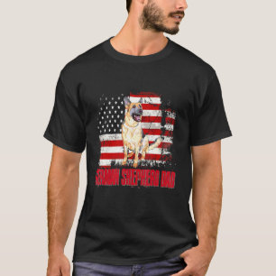 German Shepherd Dad American Flag 4th Of July Dog T-Shirt