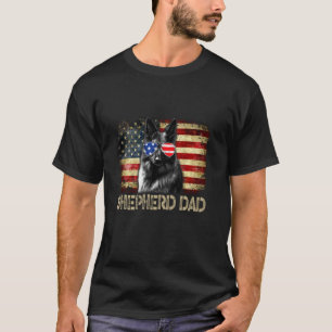 German Shepherd Dad American Flag 4th Of July Dog T-Shirt