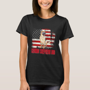 German Shepherd Dad American Flag 4th Of July Dog T-Shirt