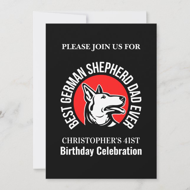German Shepherd Dad Birthday Party  Invitation (Front)