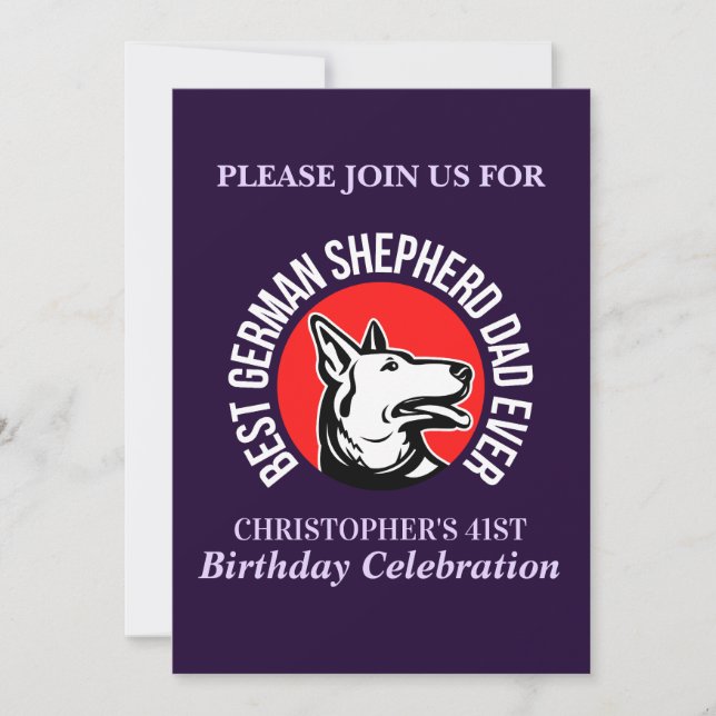 German Shepherd Dad Birthday Party  Invitation (Front)