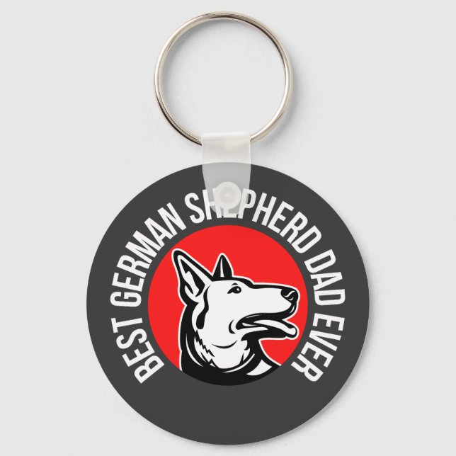 German Shepherd Dad, Dog Dad Key Ring (Front)