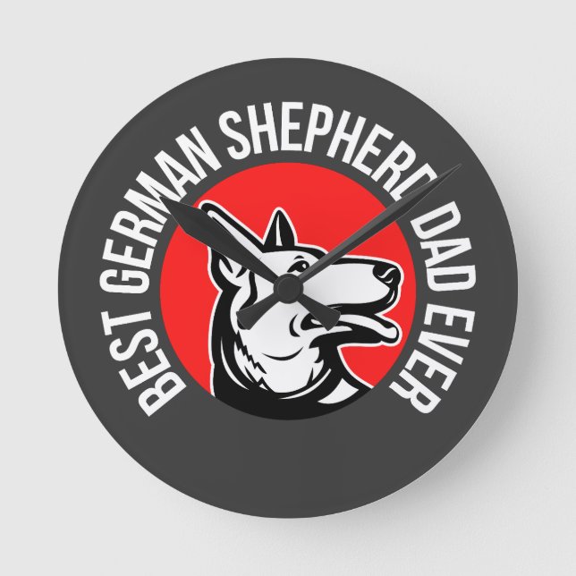 German Shepherd Dad, Dog Dad Round Clock (Front)