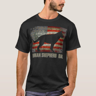 German Shepherd Dad Vintage American Flag Patrioti T-Shirt