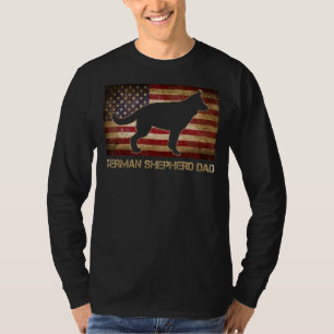 German Shepherd Dad Vintage American Flag Patrioti T-Shirt