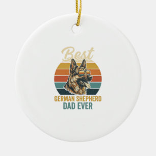German Shepherd Dad Vintage Sunset Shirt Design Ceramic Tree Decoration