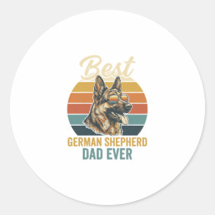German Shepherd Dad Vintage Sunset Shirt Design Classic Round Sticker