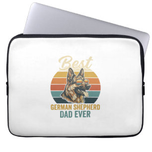 German Shepherd Dad Vintage Sunset Shirt Design Laptop Sleeve