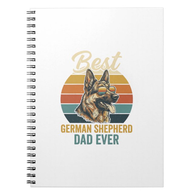 German Shepherd Dad Vintage Sunset Shirt Design Notebook (Front)