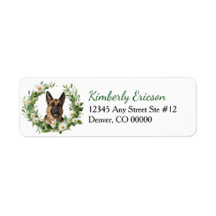 German Shepherd Daisy Wreath Return Address