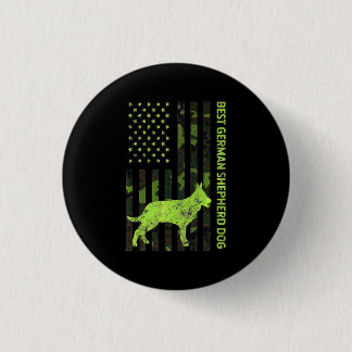 German Shepherd Distressed Usa Flag Camouflage 3 Cm Round Badge