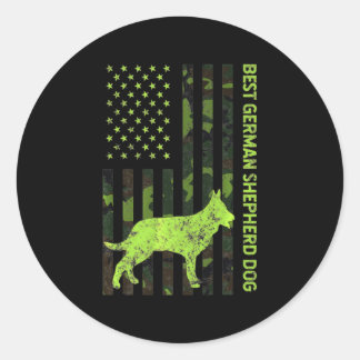 German Shepherd Distressed Usa Flag Camouflage Classic Round Sticker