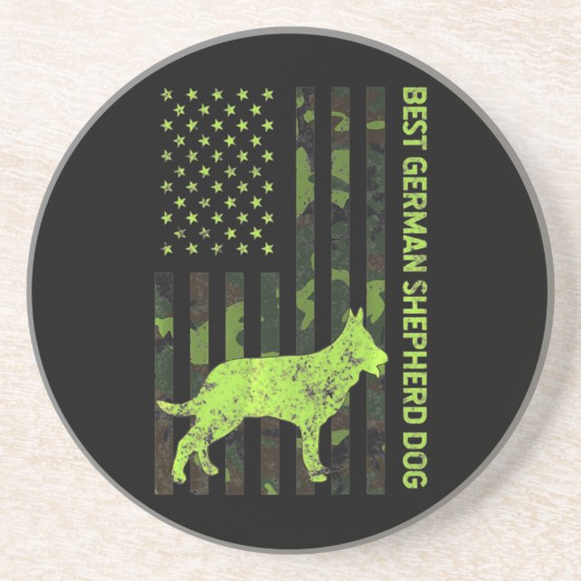 German Shepherd Distressed Usa Flag Camouflage Coaster (Front)