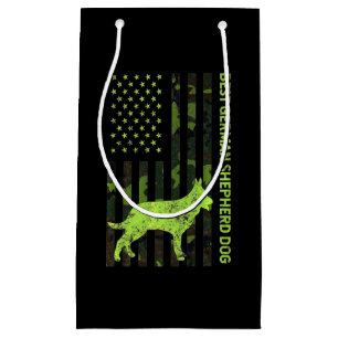 German Shepherd Distressed Usa Flag Camouflage Small Gift Bag