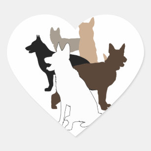 German Shepherd Diversity and Love Heart Sticker