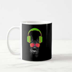 German Shepherd DJ Headphones and Glasses Coffee Mug