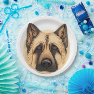 German Shepherd Dog 3D Inspired Paper Plate