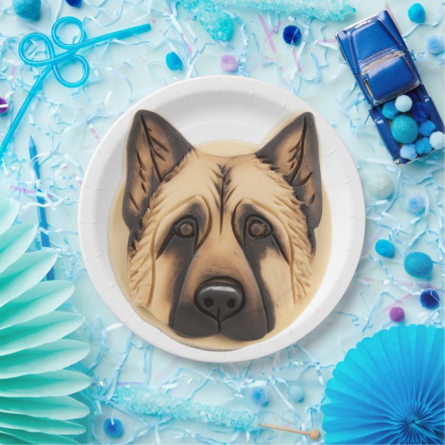 German Shepherd Dog 3D Inspired Paper Plate (Party)