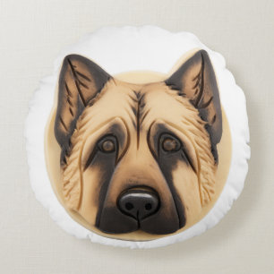 German Shepherd Dog 3D Inspired Round Cushion