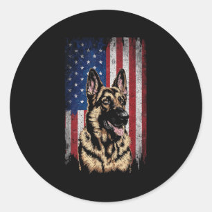 German Shepherd Dog 4th July Patriotic Usa Indepen Classic Round Sticker
