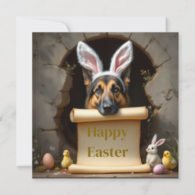German Shepherd dog and the message Holiday Card (Front)