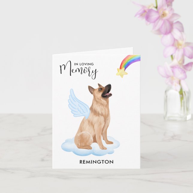 German Shepherd Dog Angel Pet Loss Sympathy Card (Orchid)