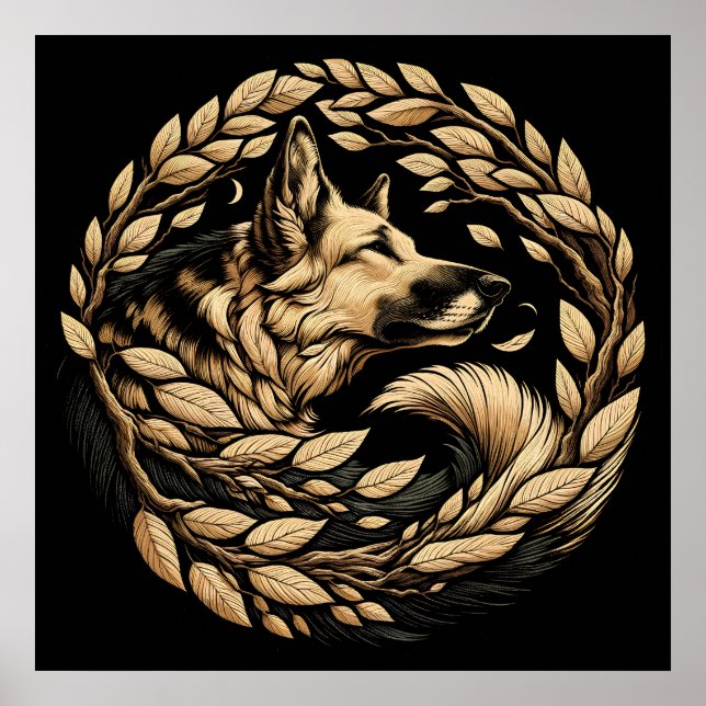 German Shepherd Dog Art flora german shepherds dog Poster (Front)