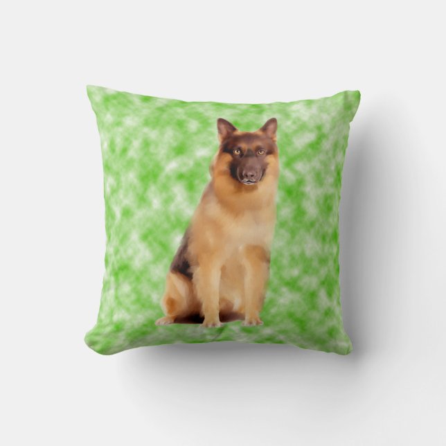 German Shepherd Dog Art Portrait Cushion (Front)