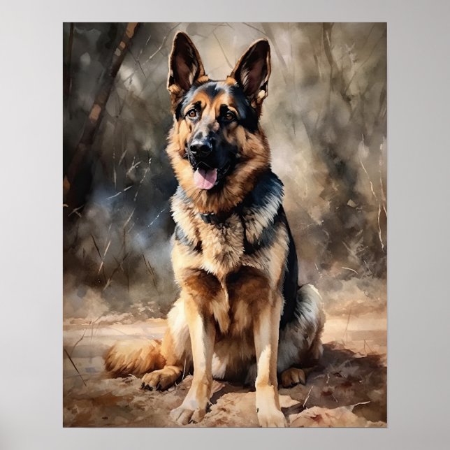 German Shepherd Dog Art Print Poster (Front)