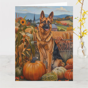 German Shepherd Dog Autumn Harvest Thanksgiving Card