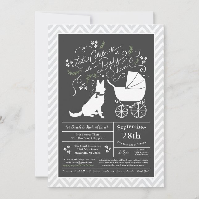 German Shepherd Dog Baby Shower Gender Neutral Invitation (Front)