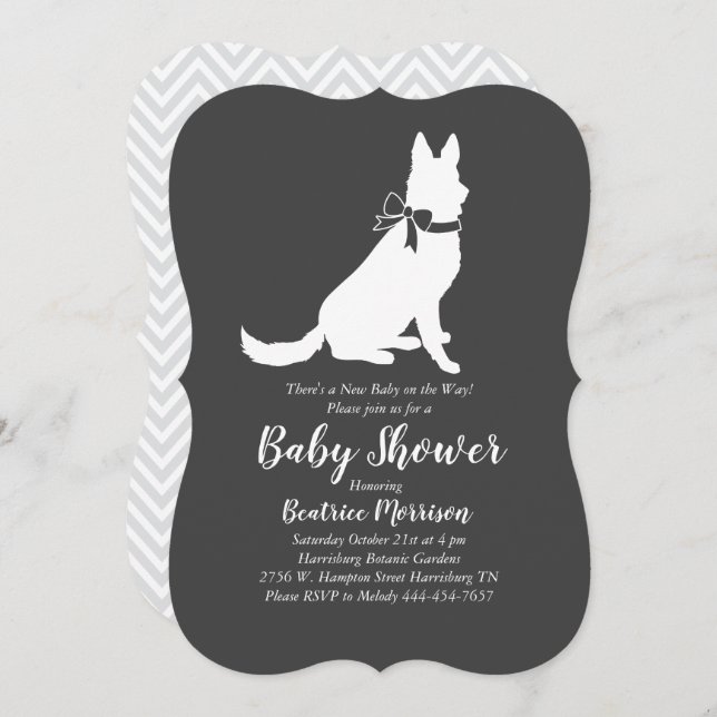 German Shepherd Dog Baby Shower Gender Neutral Invitation (Front/Back)