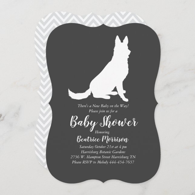 German Shepherd Dog Baby Shower Gender Neutral Invitation (Front/Back)
