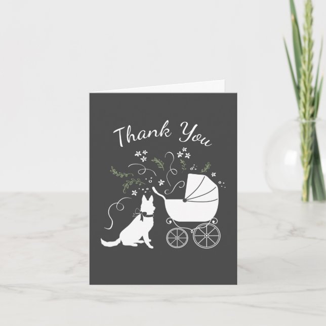 German Shepherd Dog Baby Shower Genderless Thank You Card (Front)
