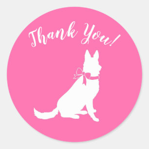 German Shepherd Dog Baby Shower Pink Girl Classic Round Sticker
