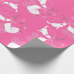 German Shepherd Dog Baby Shower Pink Girl Wrapping Paper