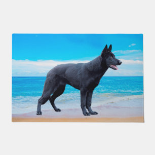German Shepherd Dog Beach Portrait Doormat