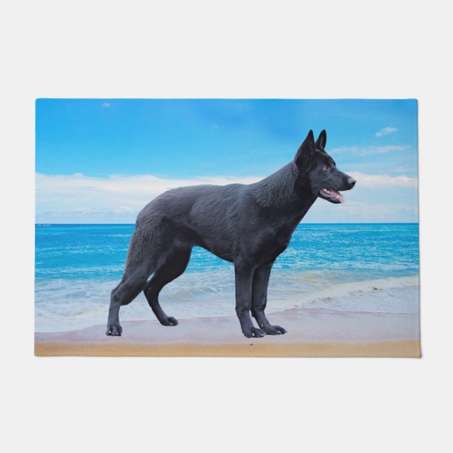 German Shepherd Dog Beach Portrait Doormat (Front)