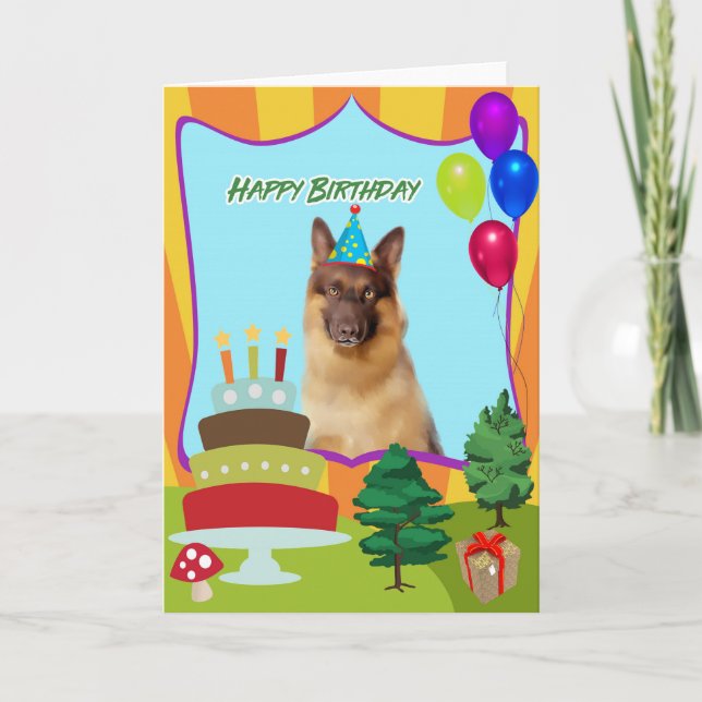 German Shepherd Dog Birthday Card (Front)