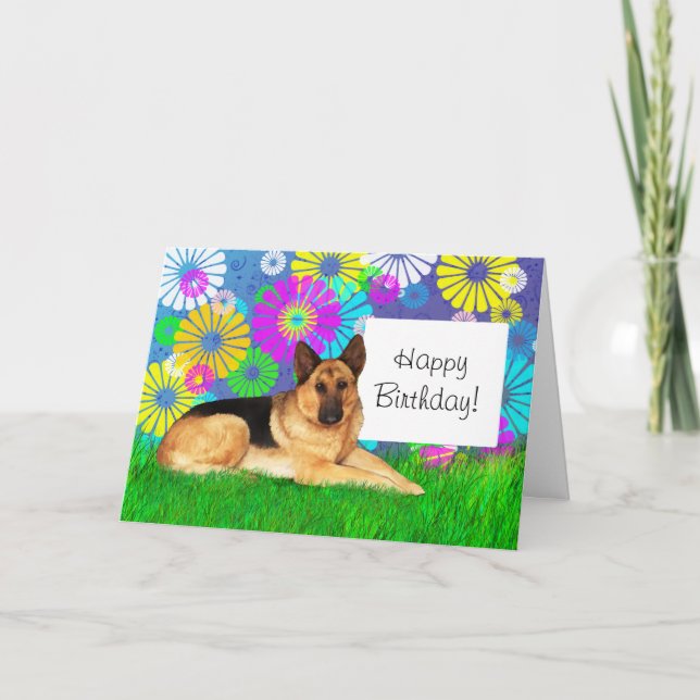 German Shepherd Dog Birthday Day Card (Front)