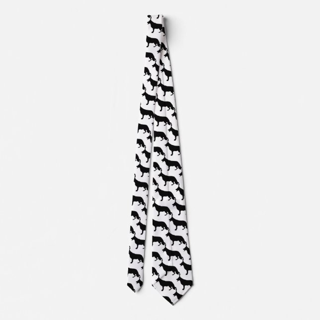 German Shepherd Dog black and white Tie (Back)