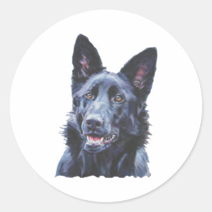 german shepherd dog black classic round sticker