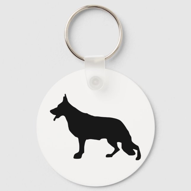 German Shepherd Dog black Key Ring (Front)