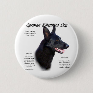 German Shepherd Dog (blk) History Design 6 Cm Round Badge